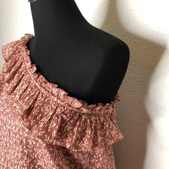 Ulla Johnson dusty rose pink white floral one shoulder ruffle top size 2 - Picture 7 of 10